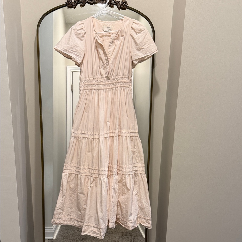 Anthropologie Pale Blush Tiered V-Neck The Somerset Maxi dress small